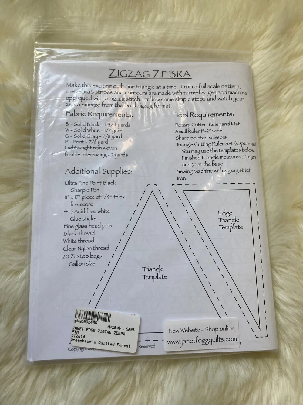 NIP zigzag zebra Janet Fogg Quilt Pattern
